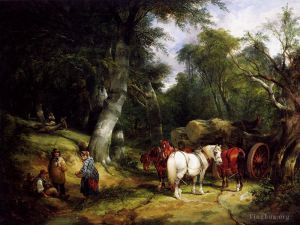 Artist William Shayer's Work - Carting Timber In The New Forest