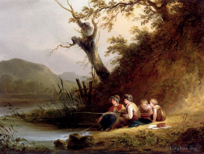 William Shayer Oil Painting - The Young Anglers
