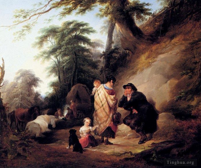 William Shayer Oil Painting - Travelers Resting