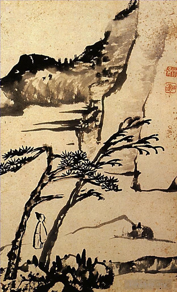 Shi Tao Chinese Painting - A friend of solitary trees 169