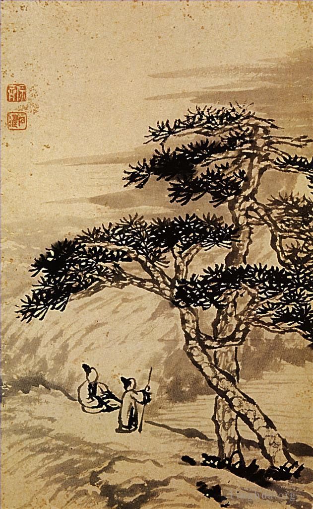 Shi Tao Chinese Painting - Conversation at the edge of the void 169
