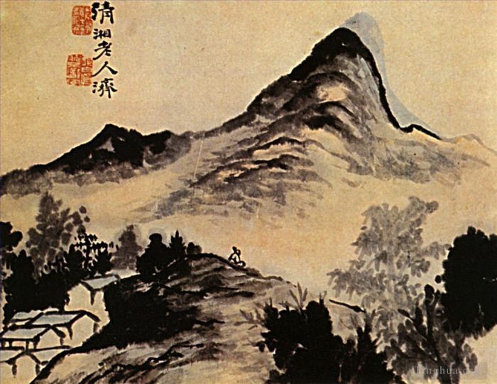 Shi Tao Chinese Painting - Conversation with the mountain 170