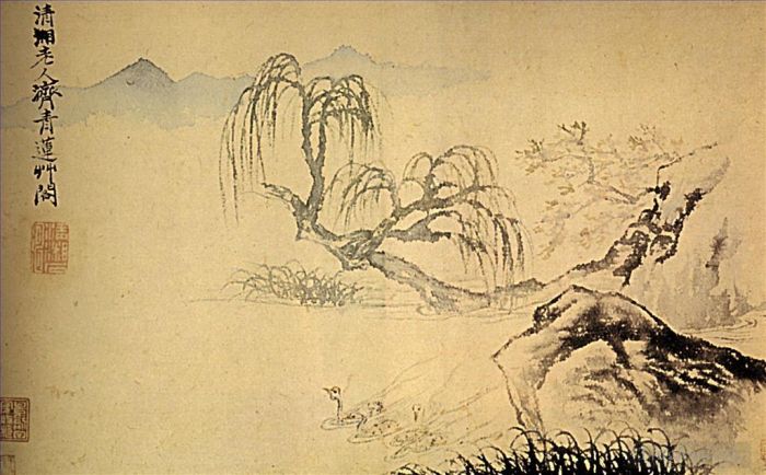 Shi Tao Chinese Painting - Ducks on the river 169