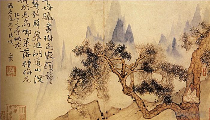 Shi Tao Chinese Painting - In meditation at the foot of the mountains impossible 169