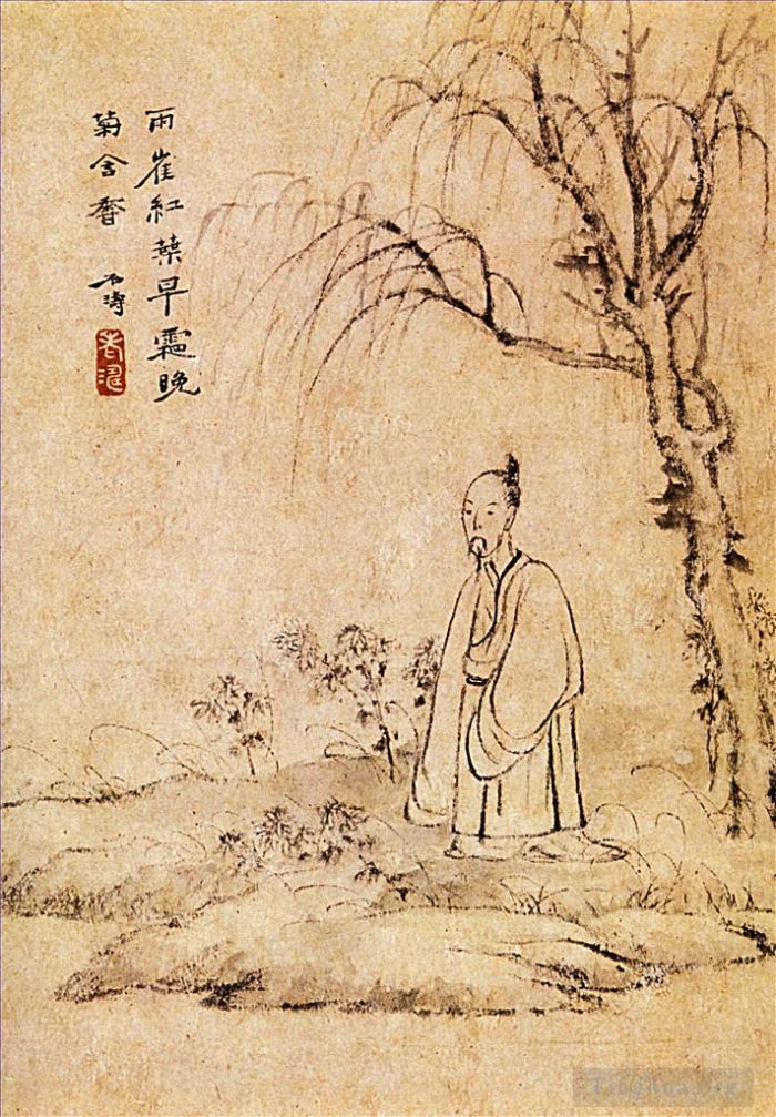 Shi Tao Chinese Painting - Man alone 170
