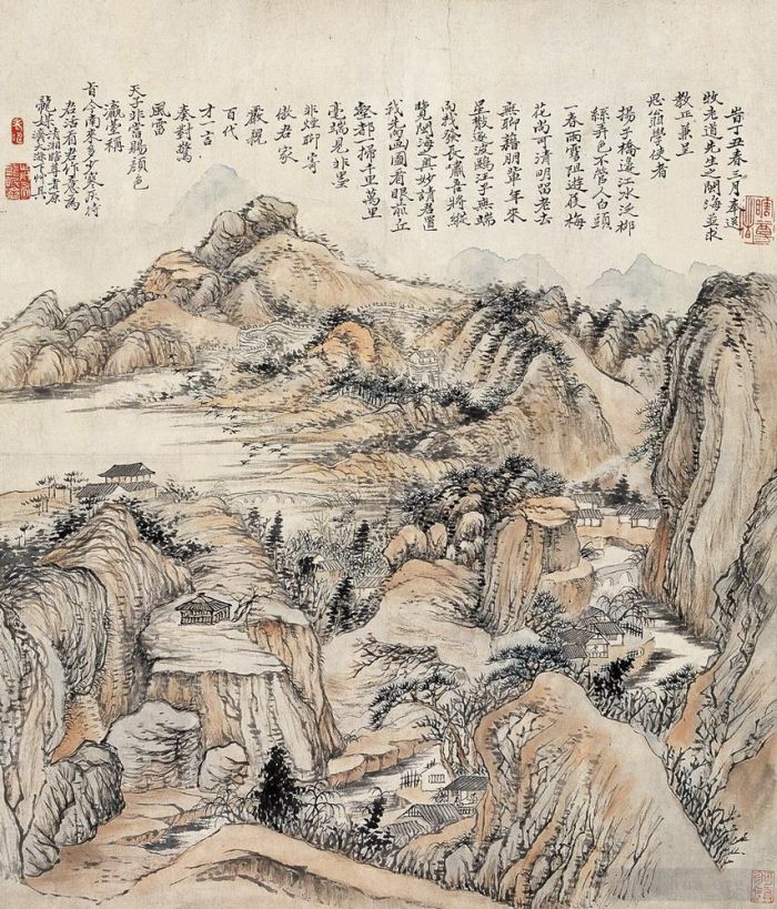 Shi Tao Chinese Painting - Mountain in autumn