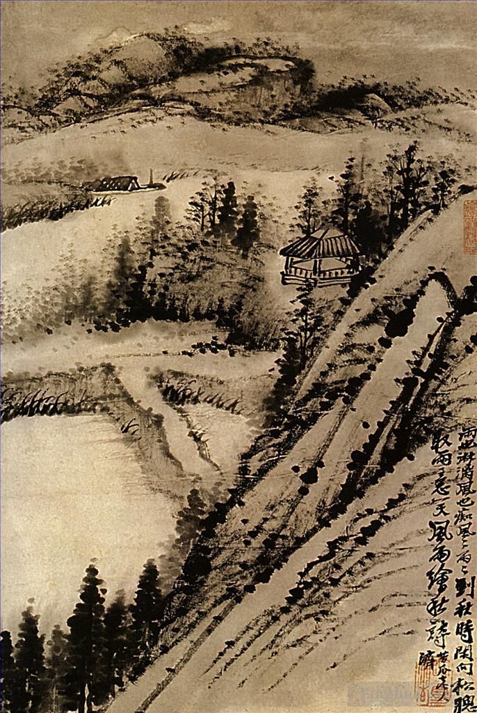 Shi Tao Chinese Painting - Move up one more floor 169