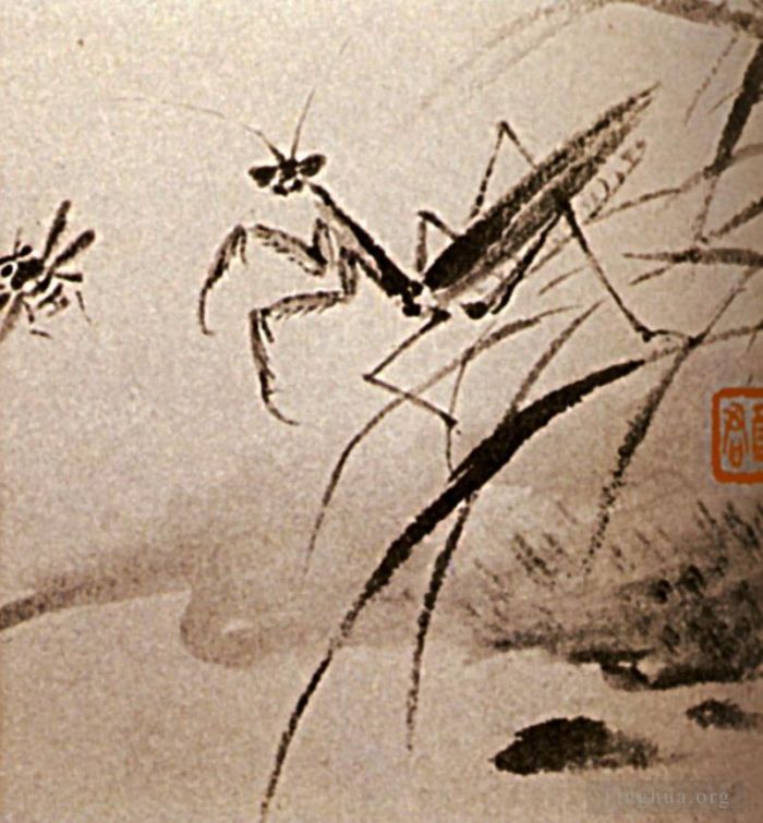 Shi Tao Chinese Painting - Studies of insects mante 170