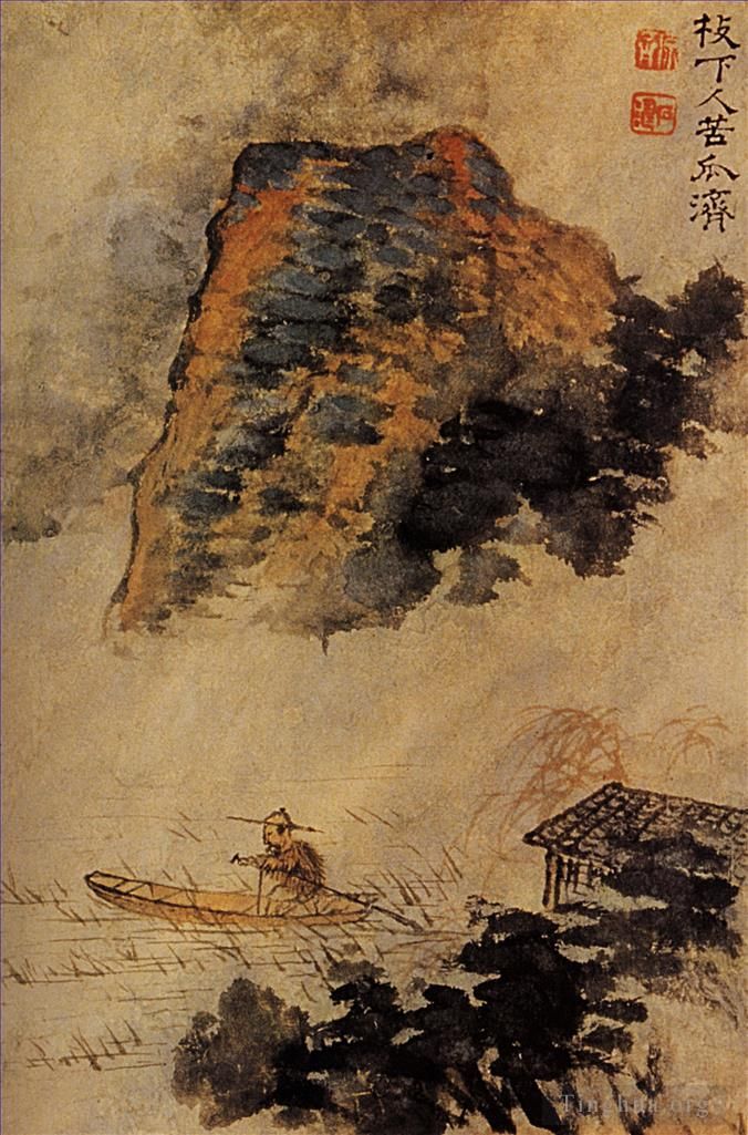 Shi Tao Chinese Painting - The fishermen in the cliff 169