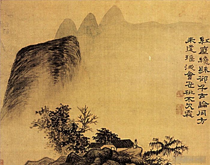 Shi Tao Chinese Painting - The hermitage at the foot of the mountains 169
