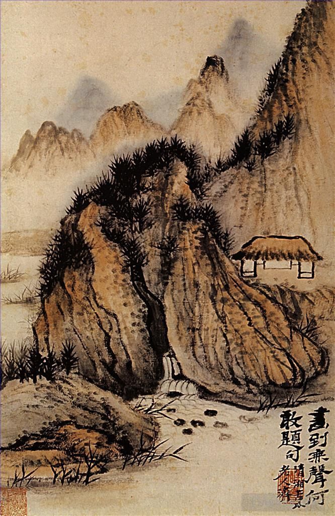 Shi Tao Chinese Painting - The source in the hollow of the rock 170