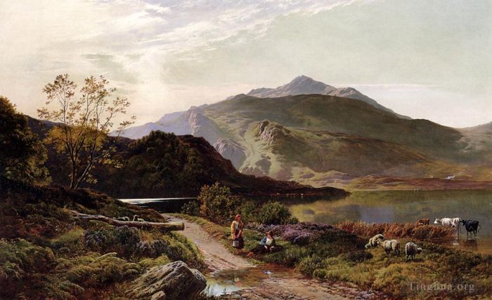 Sidney Richard Percy Oil Painting - A Rest On The Roadside
