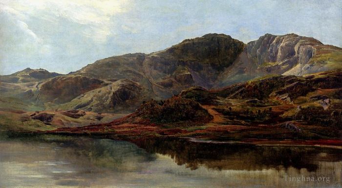 Sidney Richard Percy Oil Painting - Landscape With A Lake And Mountains Beyond