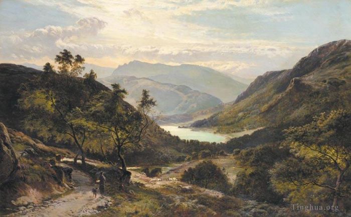 Sidney Richard Percy Oil Painting - The Path Down to the Lake North Wales