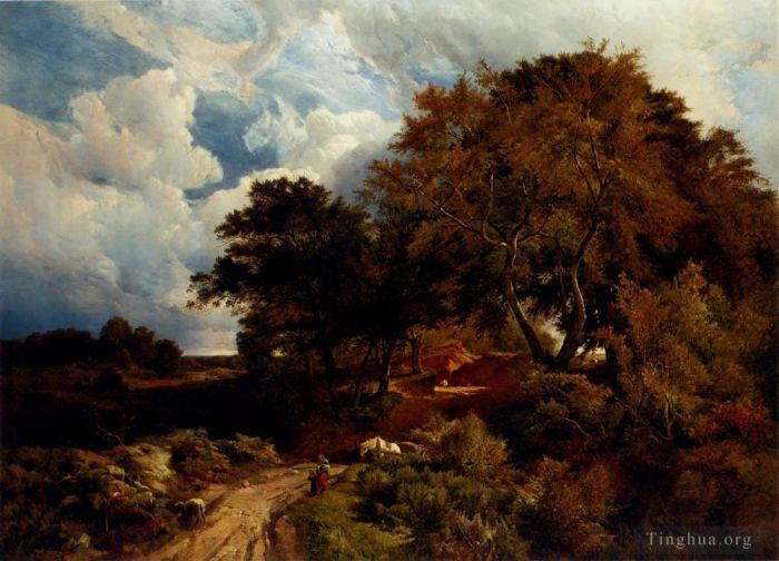 Sidney Richard Percy Oil Painting - The Road Across The Common