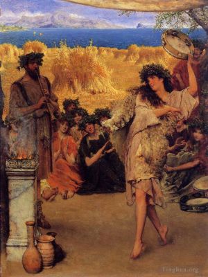 Artist Sir Lawrence Alma-Tadema's Work - A Harvest Festival A Dancing Bacchante at Harvest Time