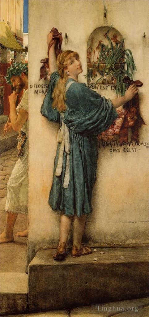 Sir Lawrence Alma-Tadema Oil Painting - A Street Altar