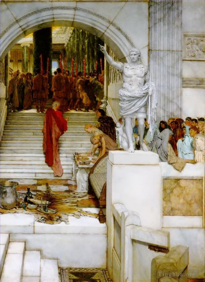 Sir Lawrence Alma-Tadema Oil Painting - After the audience