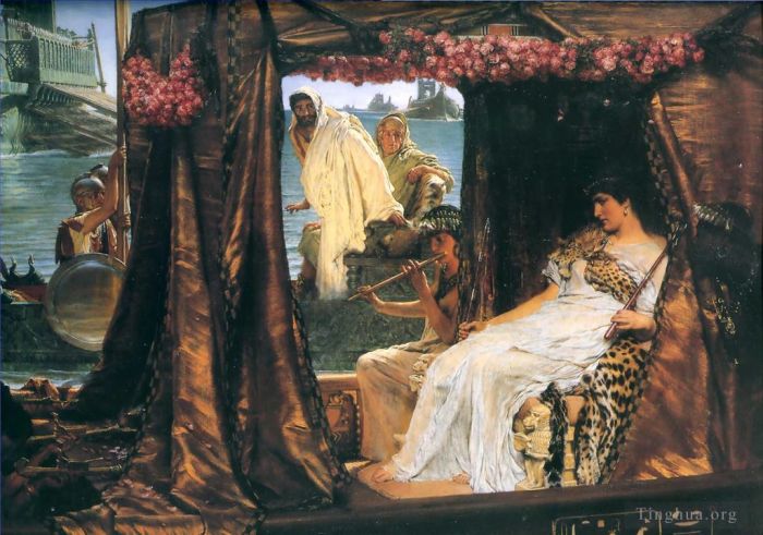 Sir Lawrence Alma-Tadema Oil Painting - Antony and Cleopatra