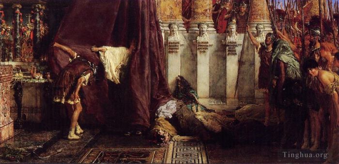 Sir Lawrence Alma-Tadema Oil Painting - Ave Caesar Io Saturnalia