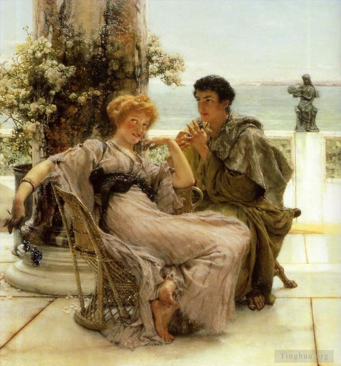 Sir Lawrence Alma-Tadema Oil Painting - Courtship the Proposal
