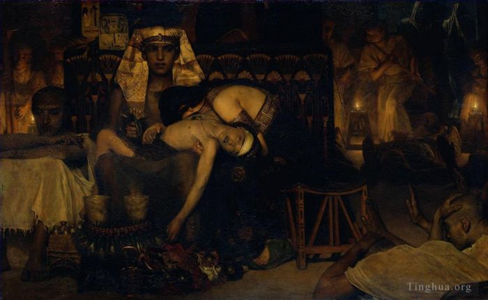 Sir Lawrence Alma-Tadema Oil Painting - Death of the Pharaohs Firstborn Son