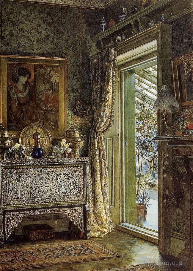 Sir Lawrence Alma-Tadema Oil Painting - Drawing Room Holland Park