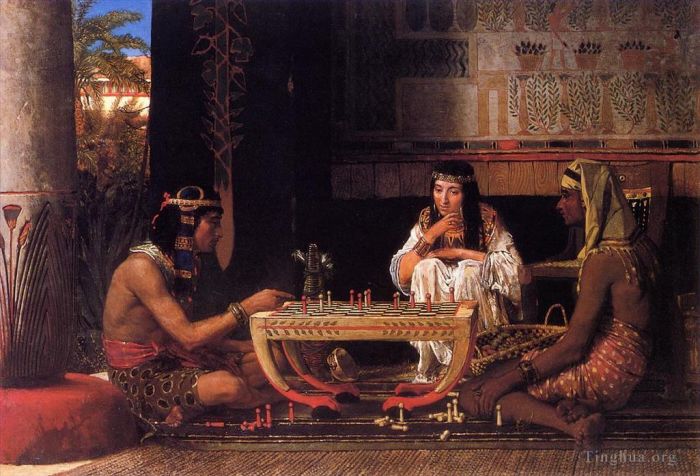 Sir Lawrence Alma-Tadema Oil Painting - Egyptian Chess Players