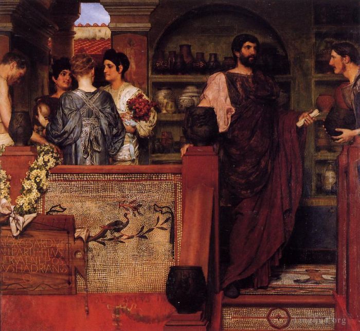 Sir Lawrence Alma-Tadema Oil Painting - Hadrian Visiting a Romano British Pottery