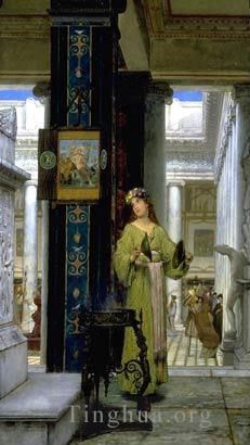 Sir Lawrence Alma-Tadema Oil Painting - In the Temple Opus 1871