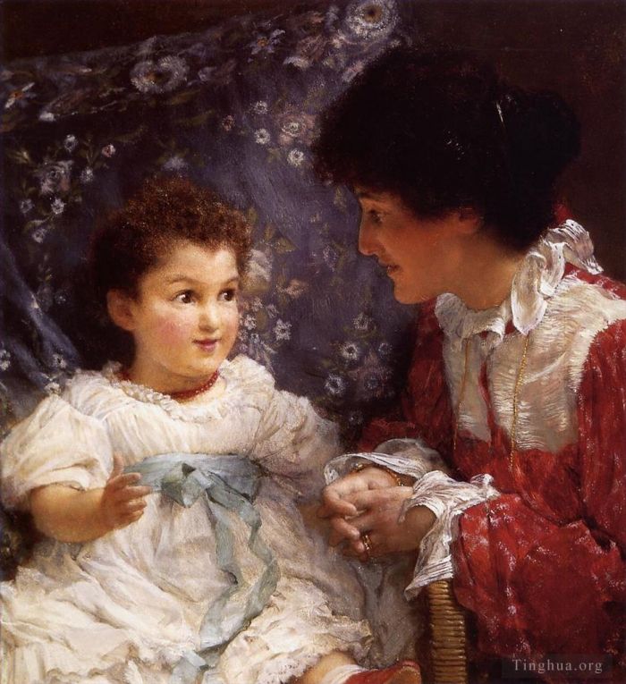 Sir Lawrence Alma-Tadema Oil Painting - Mrs George Lewis and Her Daughter Elizabeth