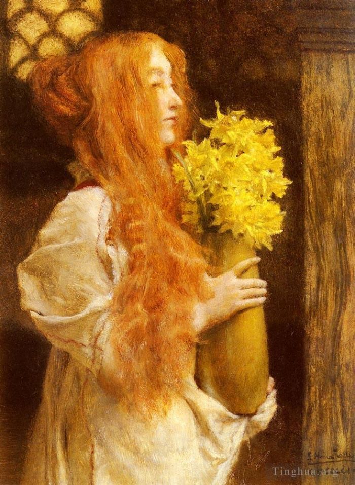 Sir Lawrence Alma-Tadema Oil Painting - Spring Flowers