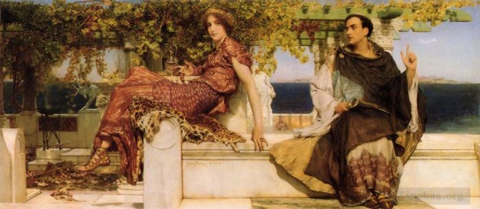 Sir Lawrence Alma-Tadema Oil Painting - The Conversion Of Paula By Saint Jerome