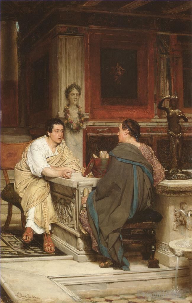 Sir Lawrence Alma-Tadema Oil Painting - The Discourse