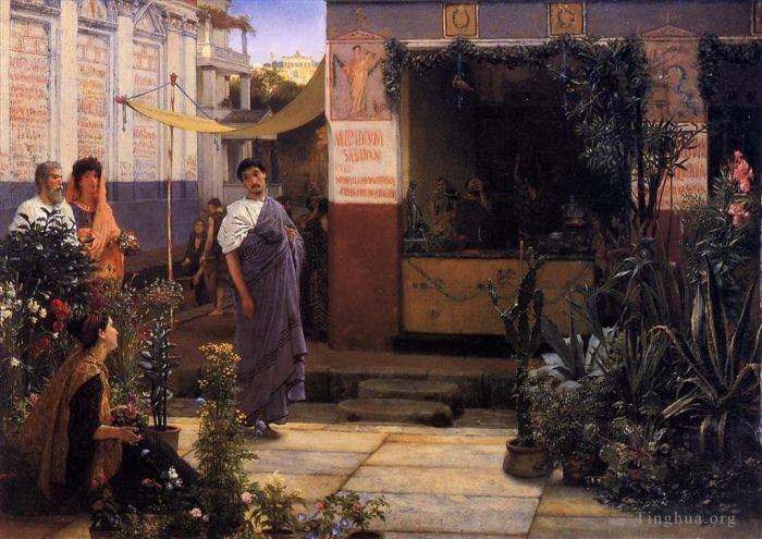 Sir Lawrence Alma-Tadema Oil Painting - The Flower Market