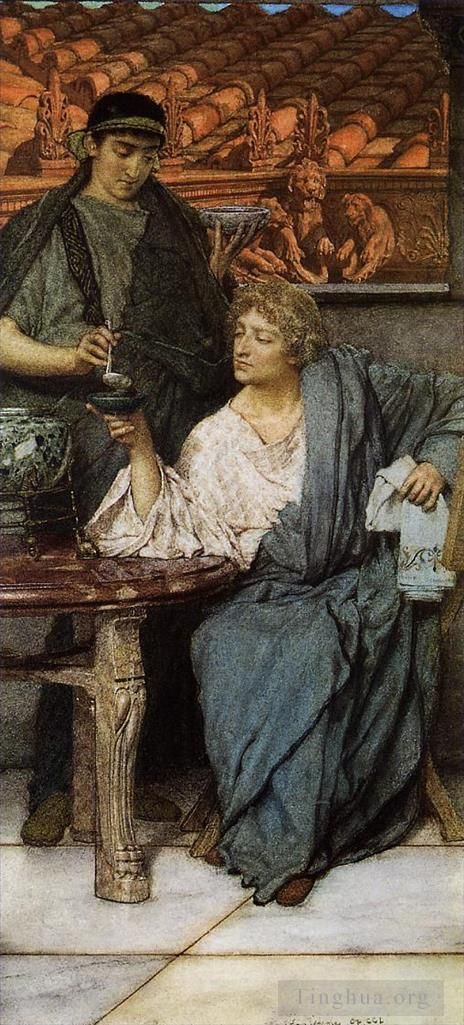 Sir Lawrence Alma-Tadema Oil Painting - The Roman Wine Tasters