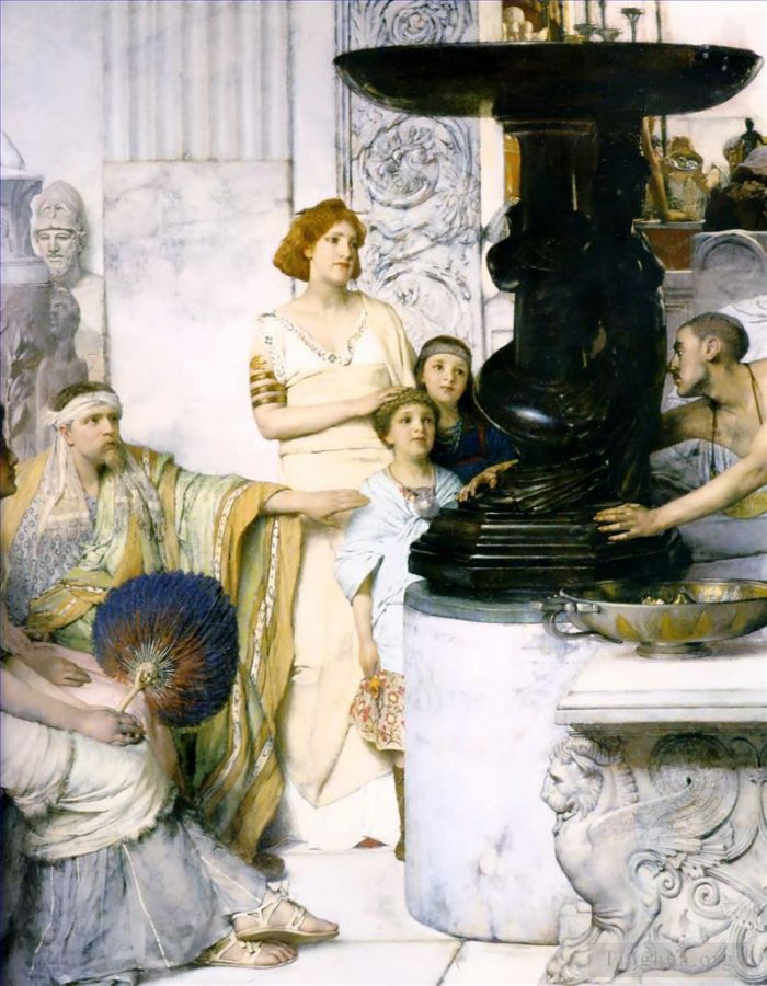 Sir Lawrence Alma-Tadema Oil Painting - The Sculpture Gallery detail