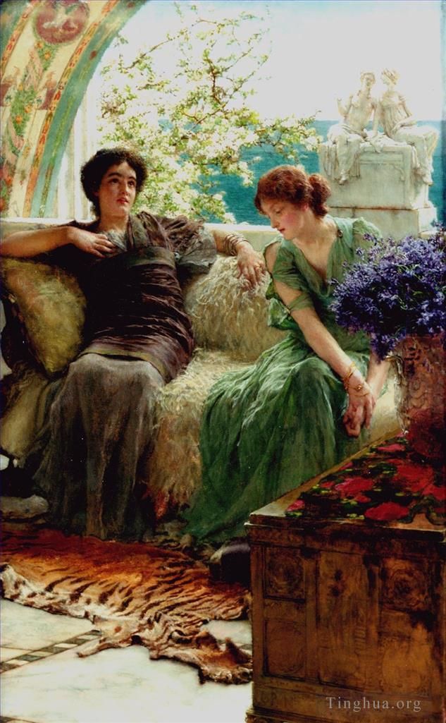 Sir Lawrence Alma-Tadema Oil Painting - Unwelcome Confidences