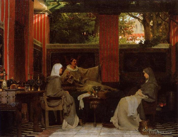 Sir Lawrence Alma-Tadema Oil Painting - Venantius Fortunatus Reading His Poems to Radegonda VI