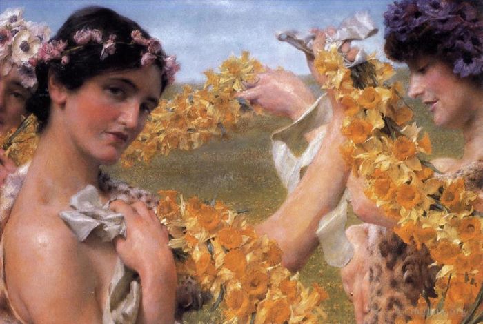 Sir Lawrence Alma-Tadema Oil Painting - When Flowers Return