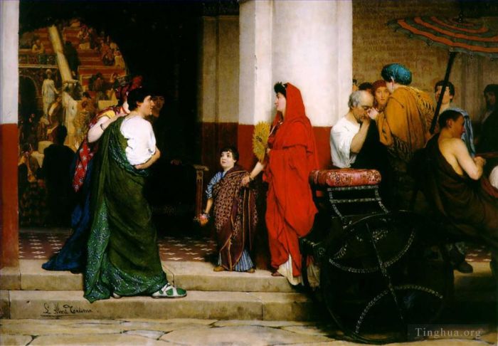 Sir Lawrence Alma-Tadema Oil Painting - Entrance to a roman theatre