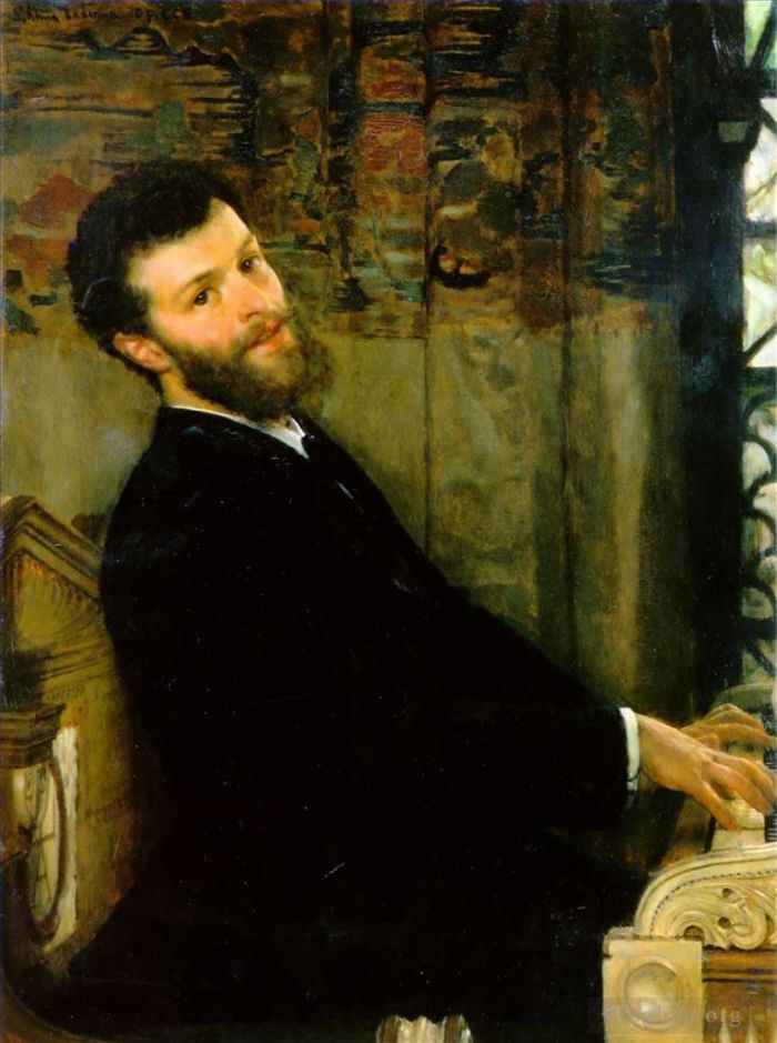 Sir Lawrence Alma-Tadema Oil Painting - Portrait of the Singer George Henschel