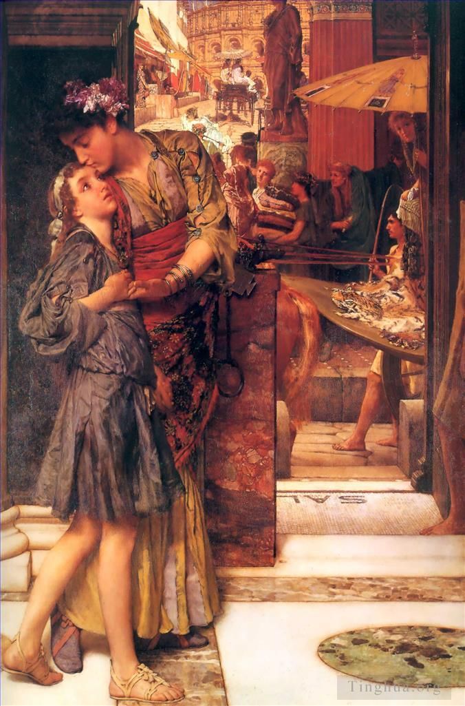 Sir Lawrence Alma-Tadema Oil Painting - The parting kiss