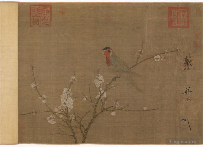 Zhao Ji Chinese Painting - Five colored parakeet on a blossoming apricot tree 1119