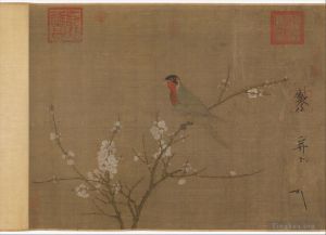 Artist Zhao Ji's Work - Five colored parakeet on a blossoming apricot tree 1119