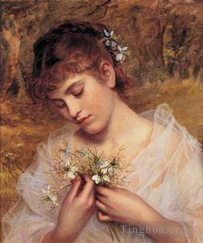 Sophie Gengembre Anderson Oil Painting - Love In a Mist