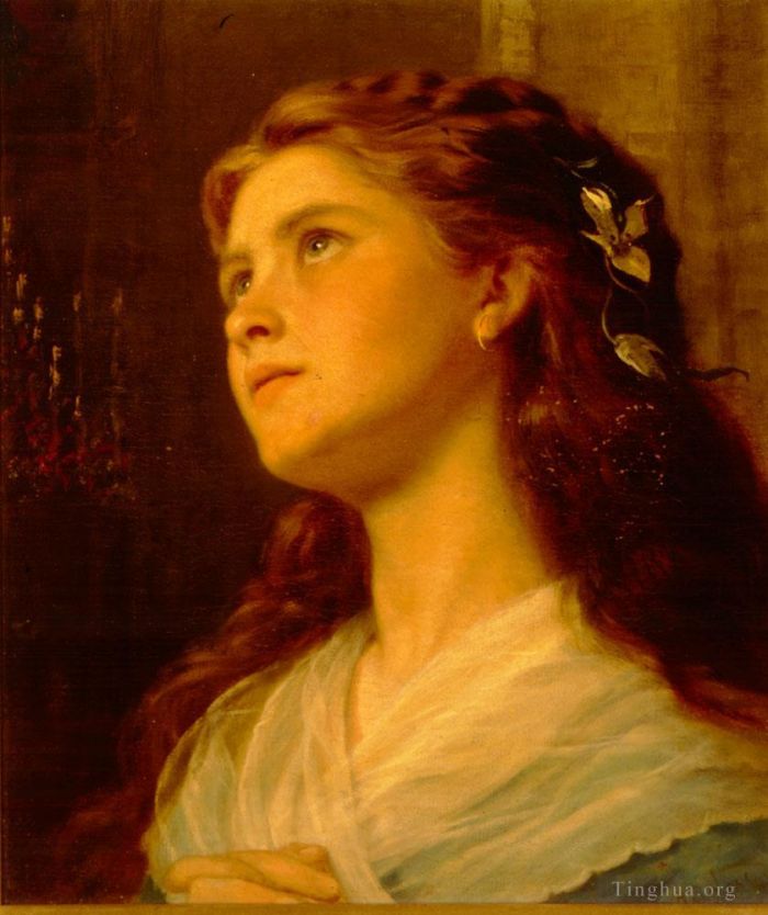Sophie Gengembre Anderson Oil Painting - Portrait Of Young Girl