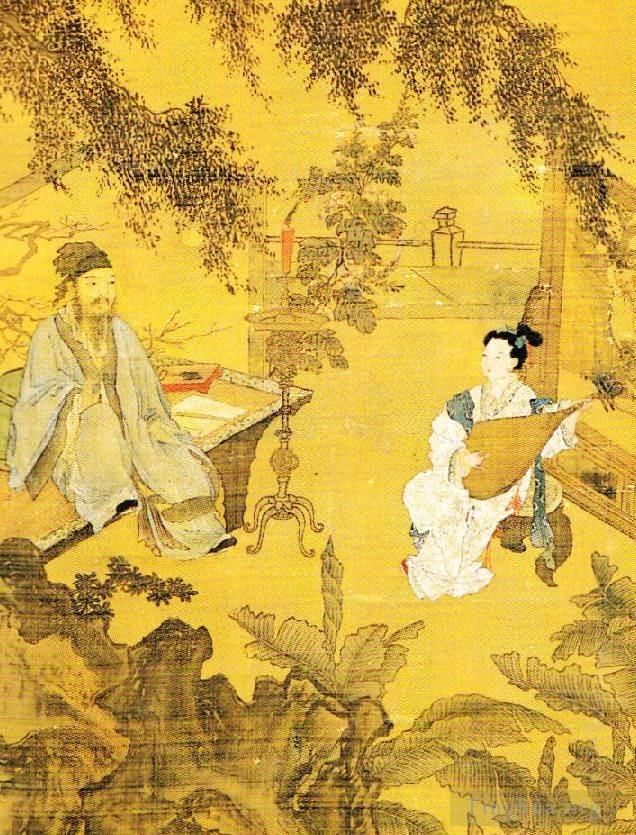 Tang Yin Chinese Painting - Tao gu presents a poem 1515