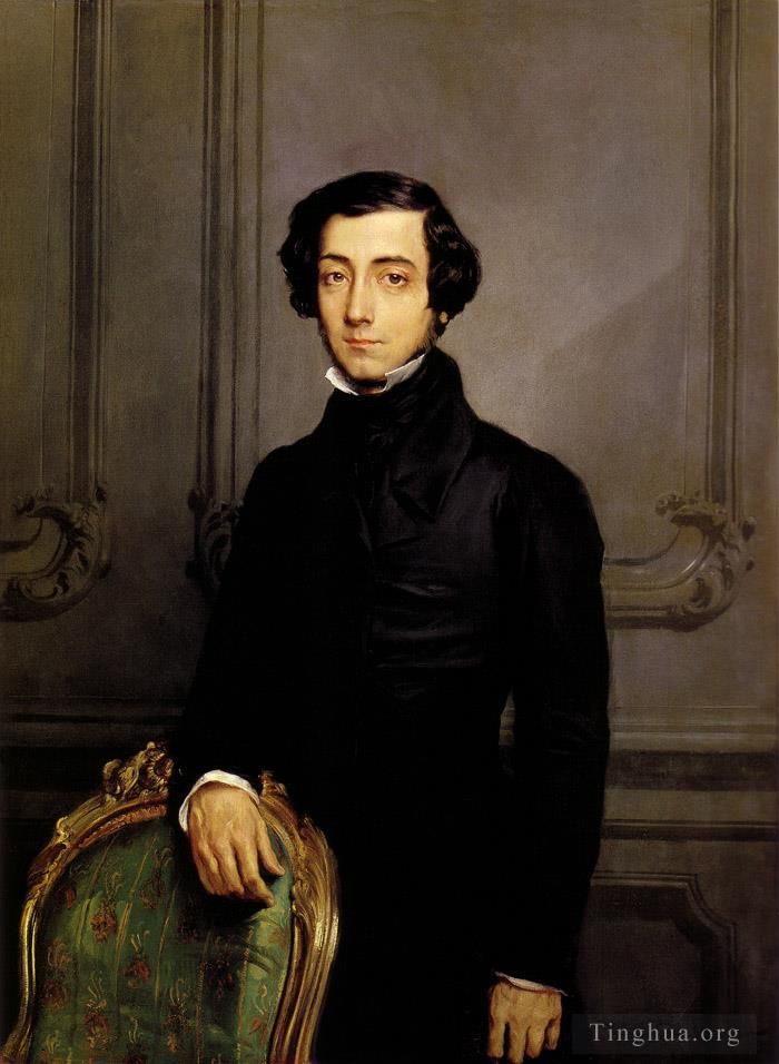 Theodore Chasseriau Oil Painting - Portrait of Alexis de Toqueville 1850