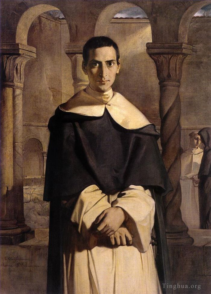 Theodore Chasseriau Oil Painting - Portrait of the Reverend Father Dominique Lacordaire of the Order of the Pred